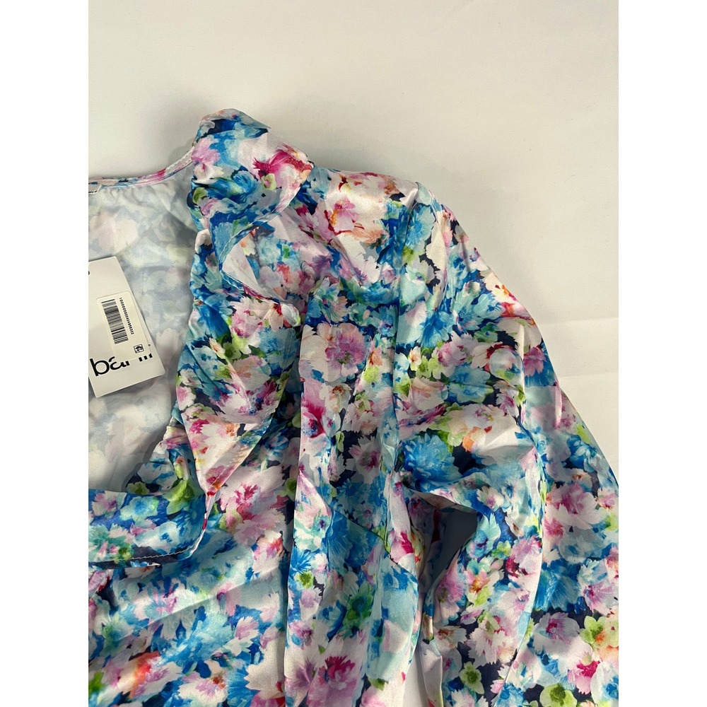 Bar III Floral Wrap Dress Long Sleeve Ruffle‎ Hem Tie Waist Maxi